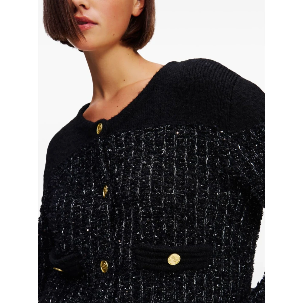 Karl Lagerfeld Cardigan Boucle Zwart MET Gouden Knopen Black Dames