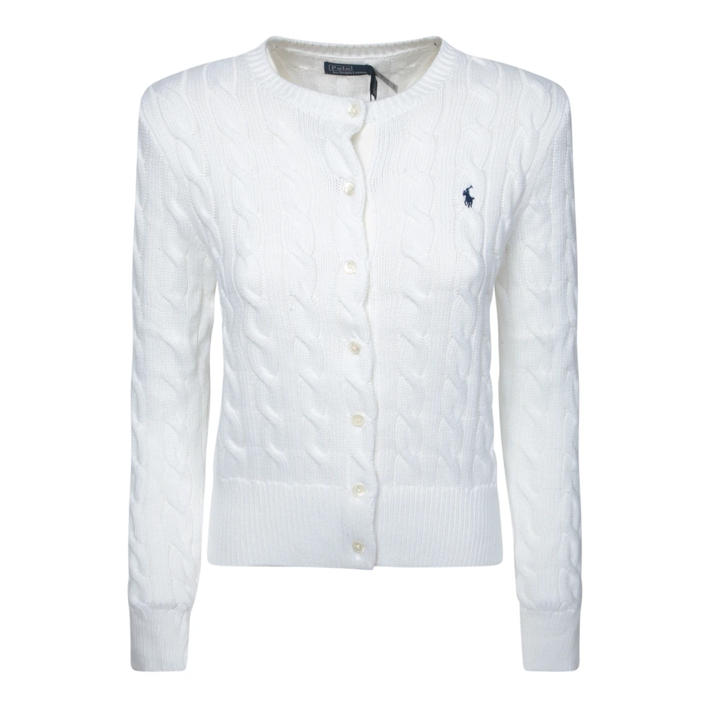 Polo Ralph Lauren Vit Kabelstickad Kofta White, Dam