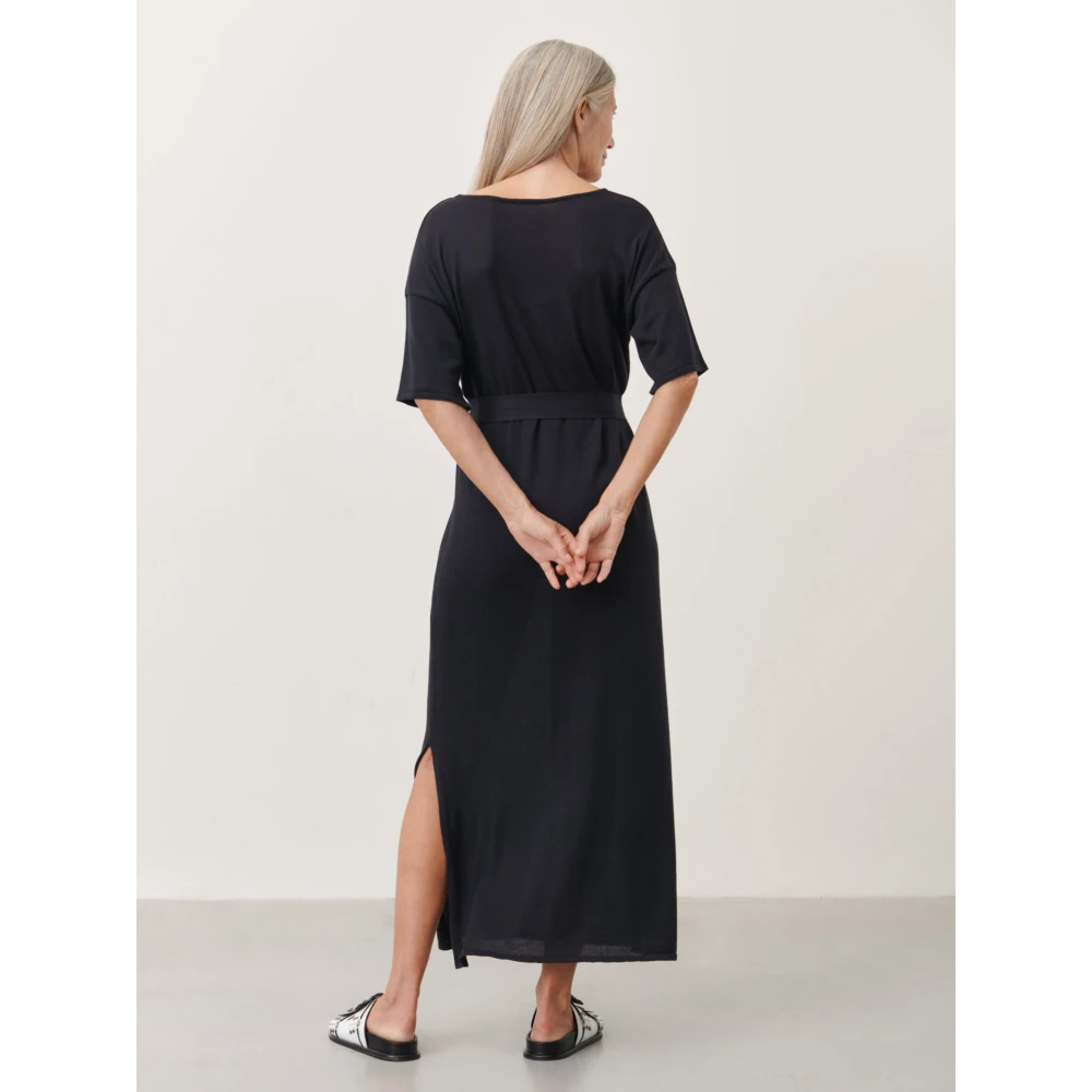 Jane Lushka Lang Gebreide Zwarte Jurk Black Dames