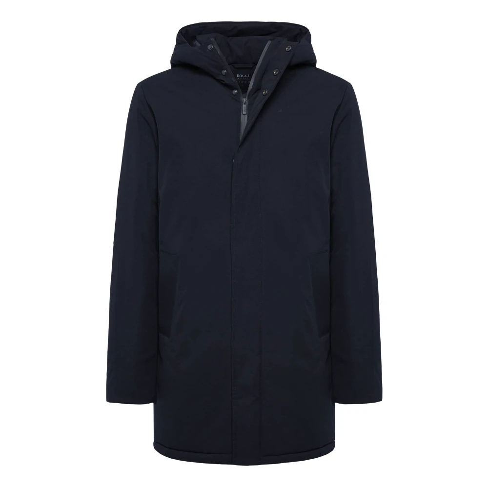 Boggi Milano Gelamineerde echte dons hoodie parka stijl San Siro Blue Heren