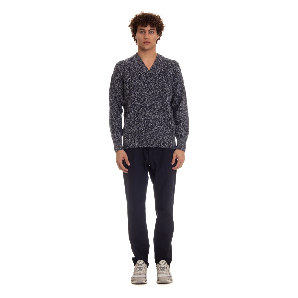 Drumohr Blauwe V-hals wollen trui Blue Heren
