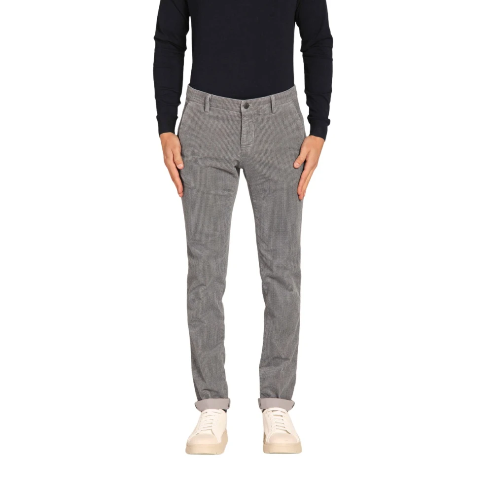 Mason's Fluwelen Winter Chino Broek met Micro Pied de Poule Print Gray Heren