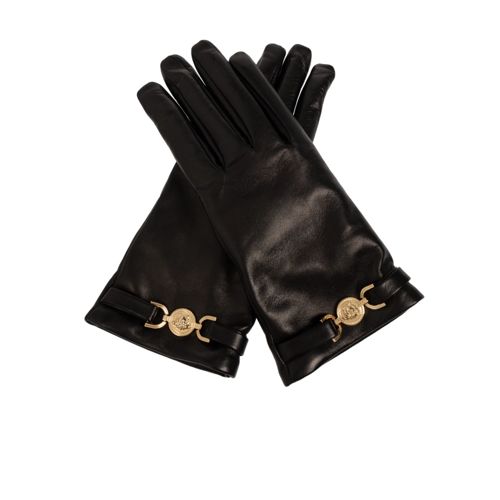 Versace Leren handschoenen Black Dames
