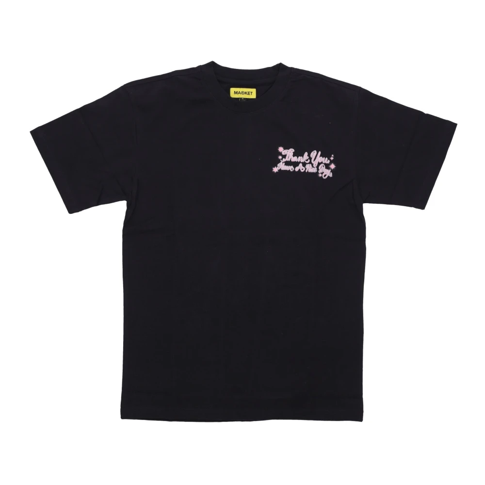 Market Zwarte Roos Heren T-Shirt Ronde Hals Black Heren