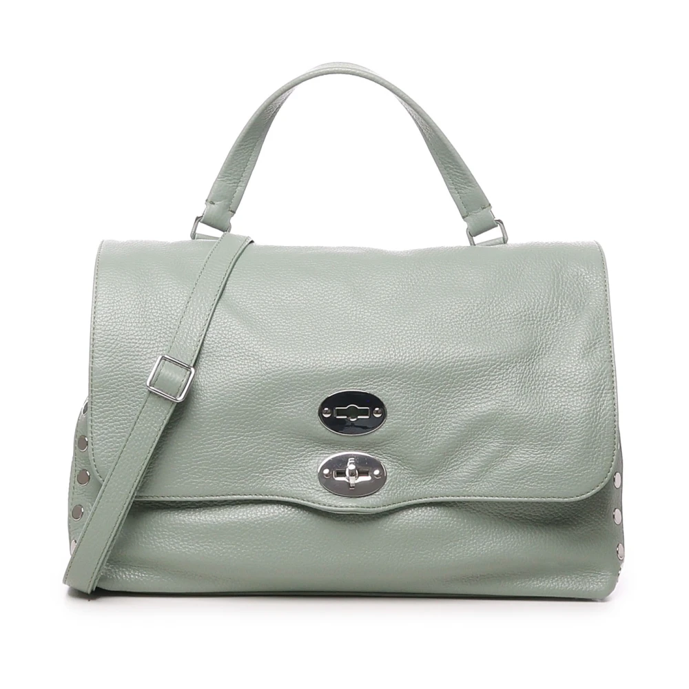 Zanellato Leren schoudertas met binnenzak Green Dames