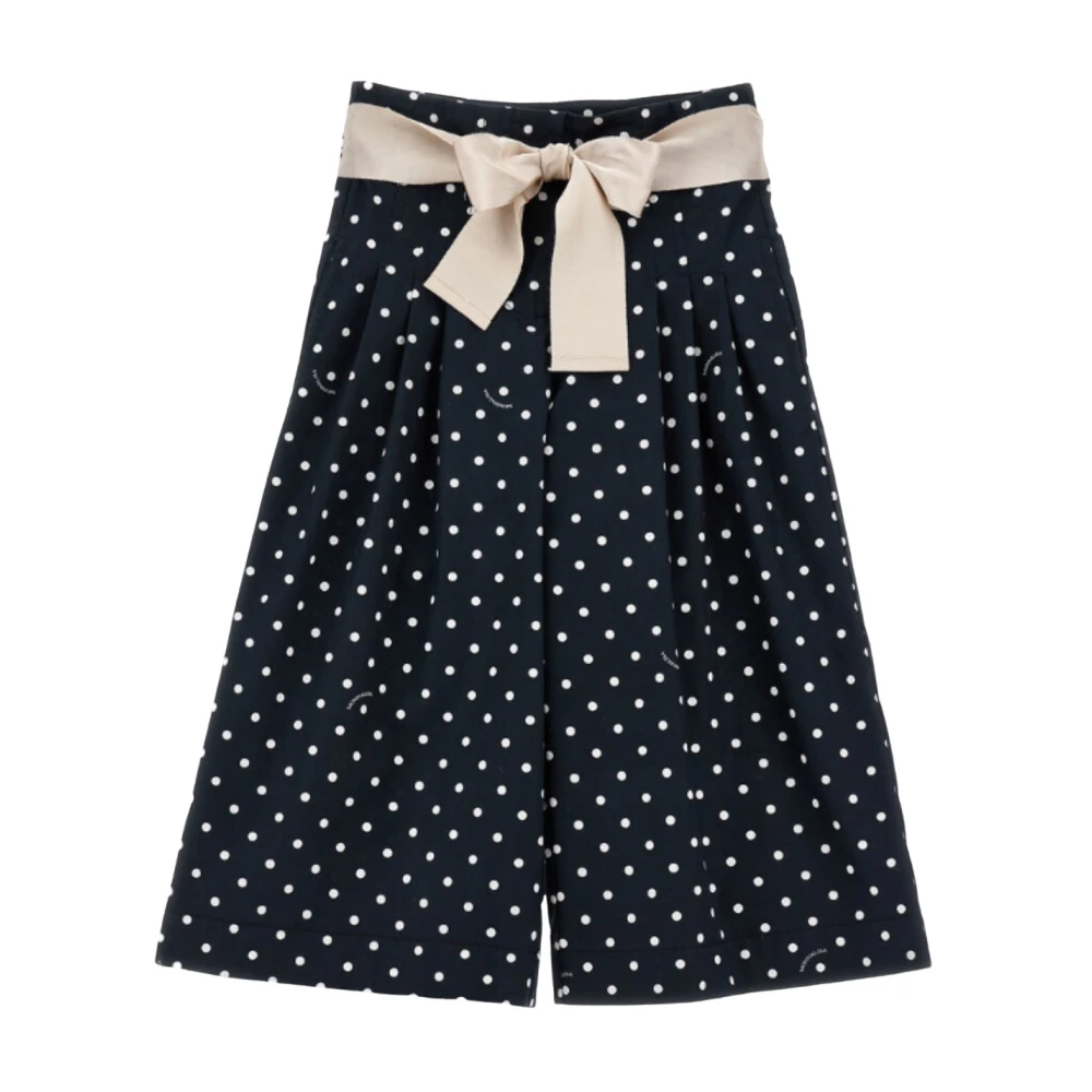 Monnalisa Polka Dot Wide-Leg Trousers - Unisex - Trousers - Black - 8 Y | 128 Cm - Kids