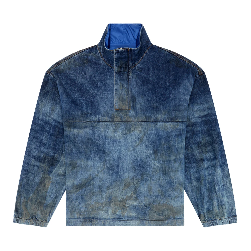 Diesel Pullover jacka i smuts-effekt denim Blue, Herr
