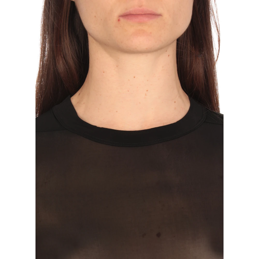 Rick Owens Zwarte Crew Neck T-shirt voor vrouwen Black Dames