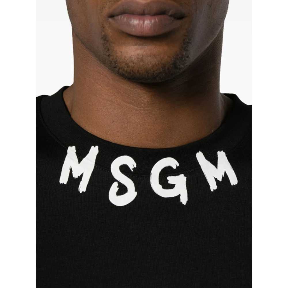 Msgm Kwaststreek Logo T-Shirt (Zwart) Black Heren