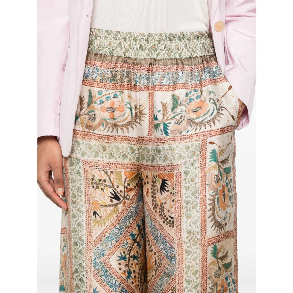 Pierre-Louis Mascia Grafische Print Beige Broek Elastische Taille Multicolor Dames