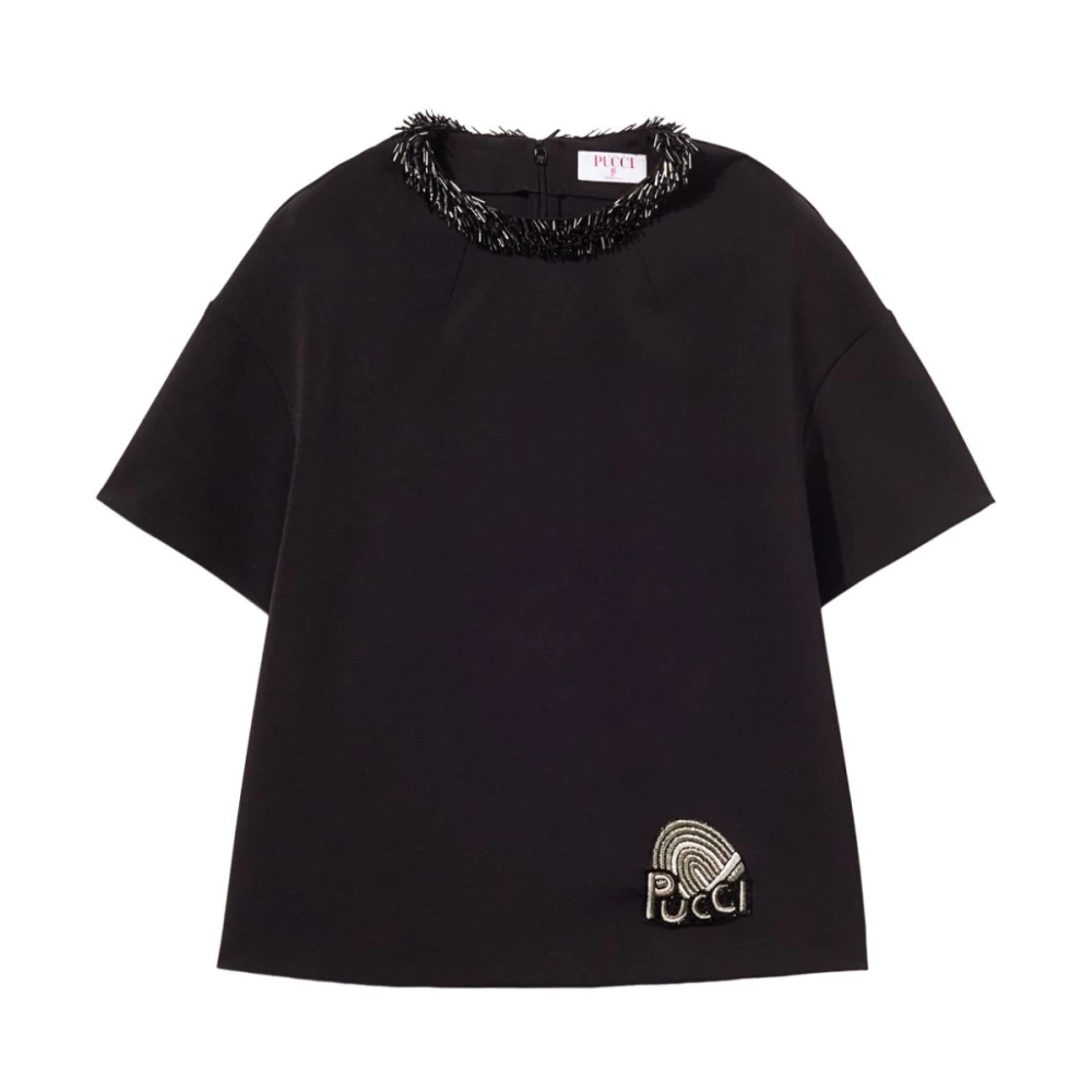 EMILIO PUCCI Zwarte T-shirts en Polos Black Dames