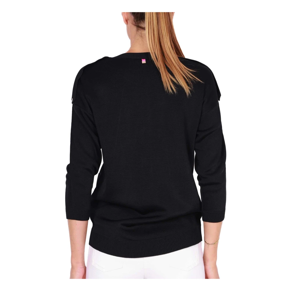 Elisabetta Franchi Zwarte wollen trui met zakken Black Dames