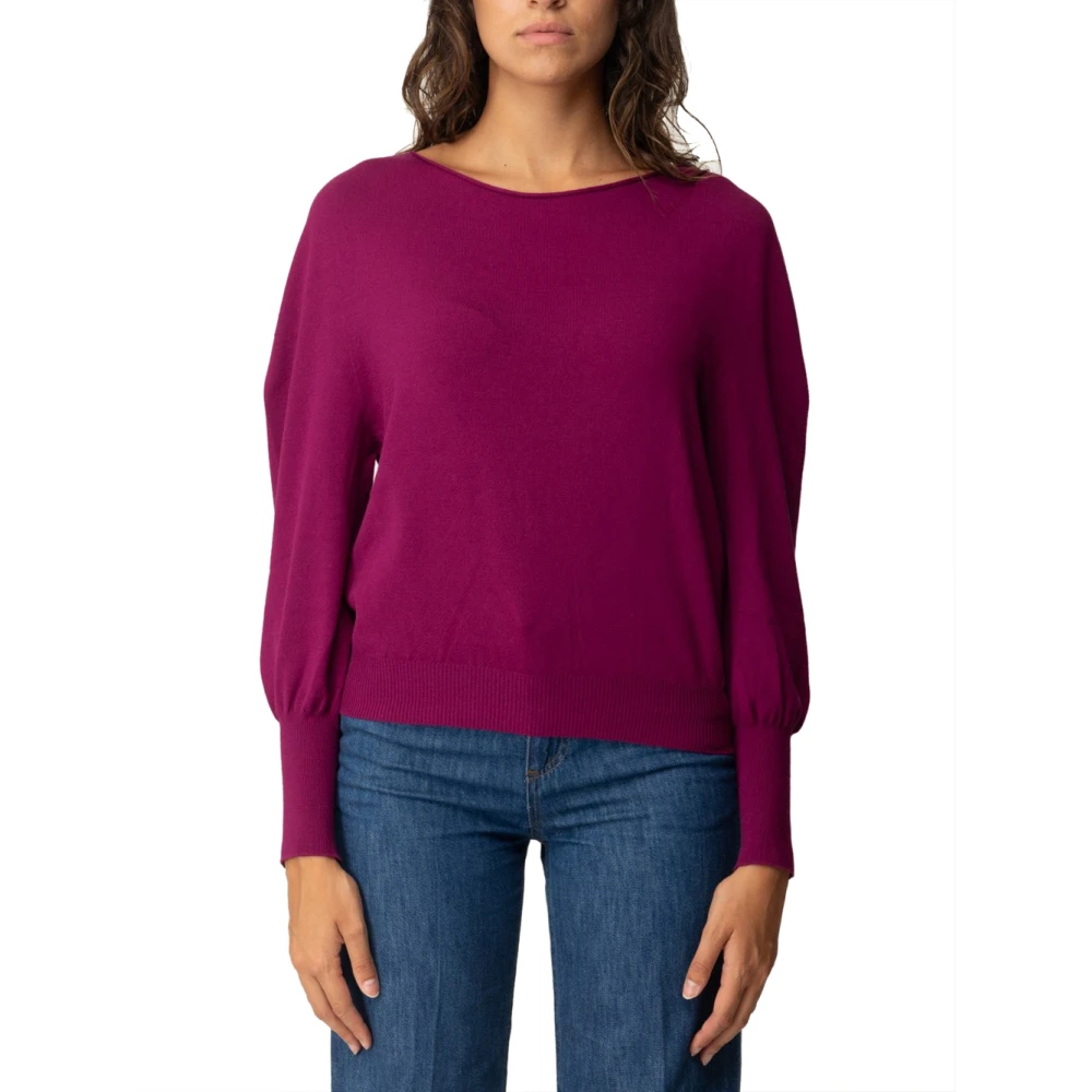Twinset Rood Pruim Sweater Box Hals Boot Purple Dames