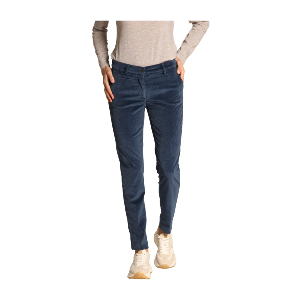 Mason's Velvet Slim Fit Chino Broek Blue Dames
