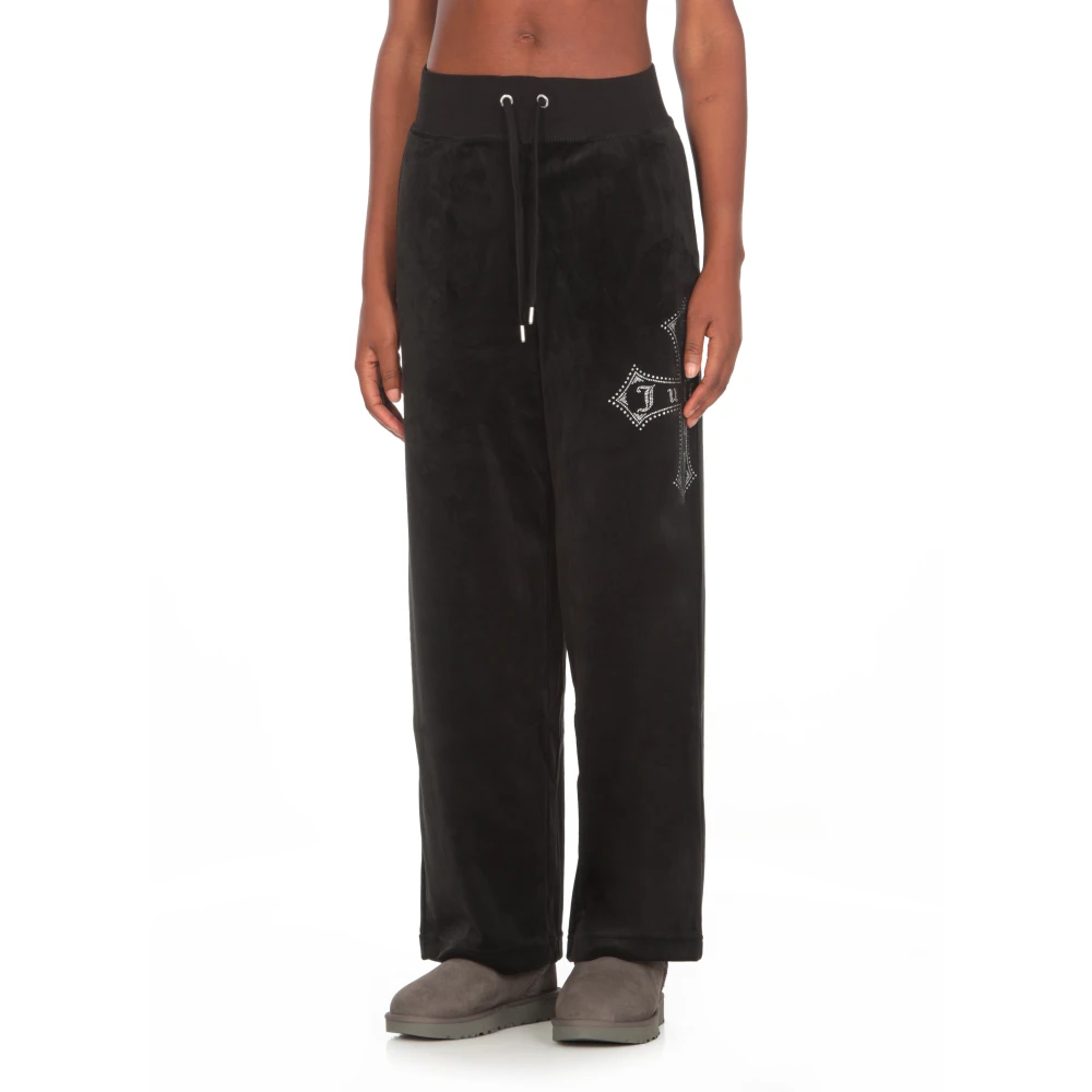 Juicy Couture Zwarte elastische broek met trekkoord Black Dames