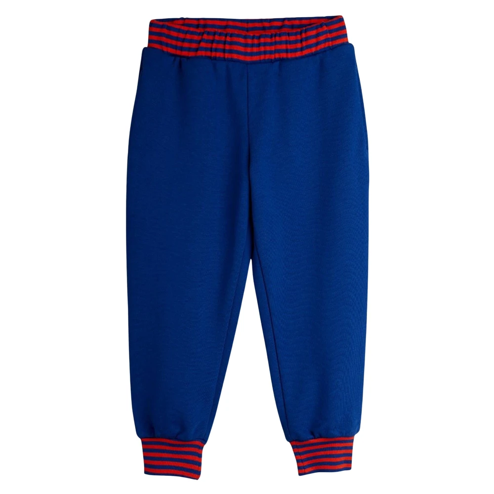 Mini Rodini Boys Blue Sweatpants, 9 Y, Striped Rib Joggers