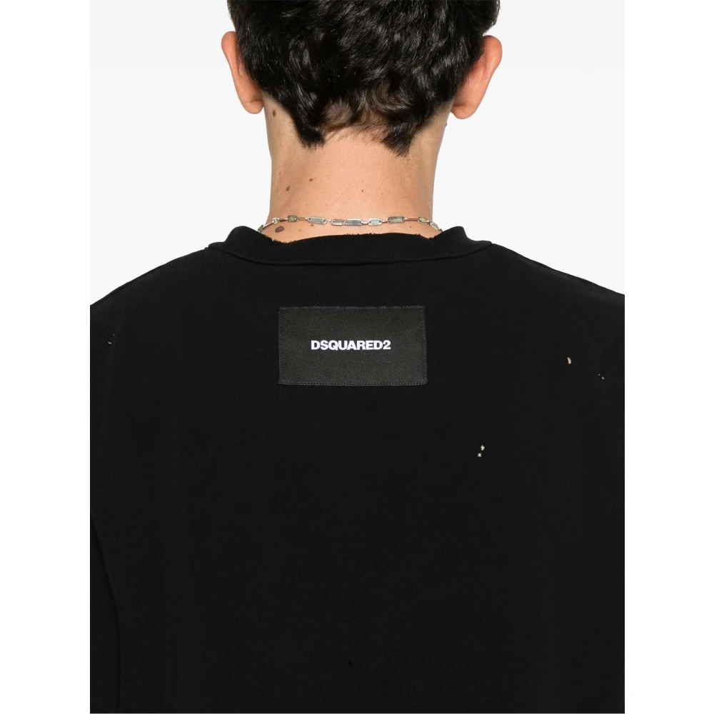 Dsquared2 Zwarte katoenen T-shirt met logo Black Heren