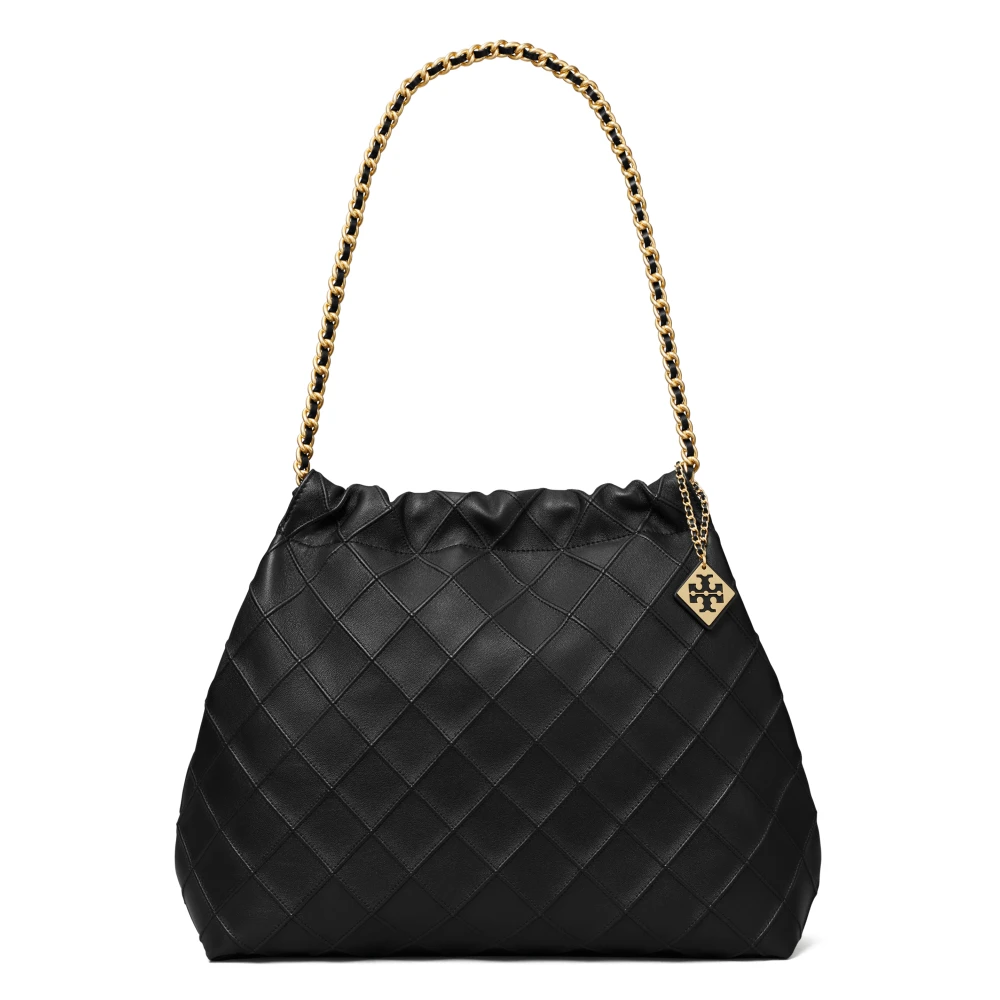 TORY BURCH Zachte Leren Trekkoord Schoudertas Black Dames
