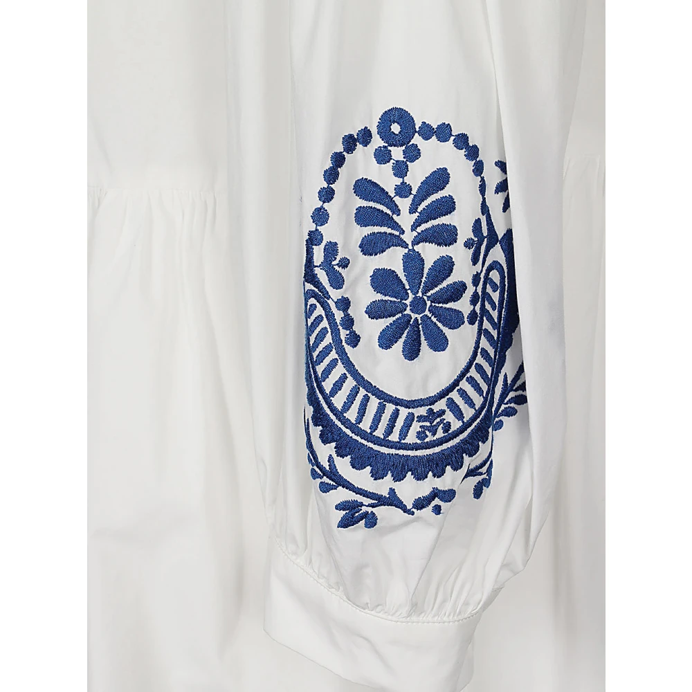Max Mara Weekend Etnische Katoenen Knielange Jurk White Dames