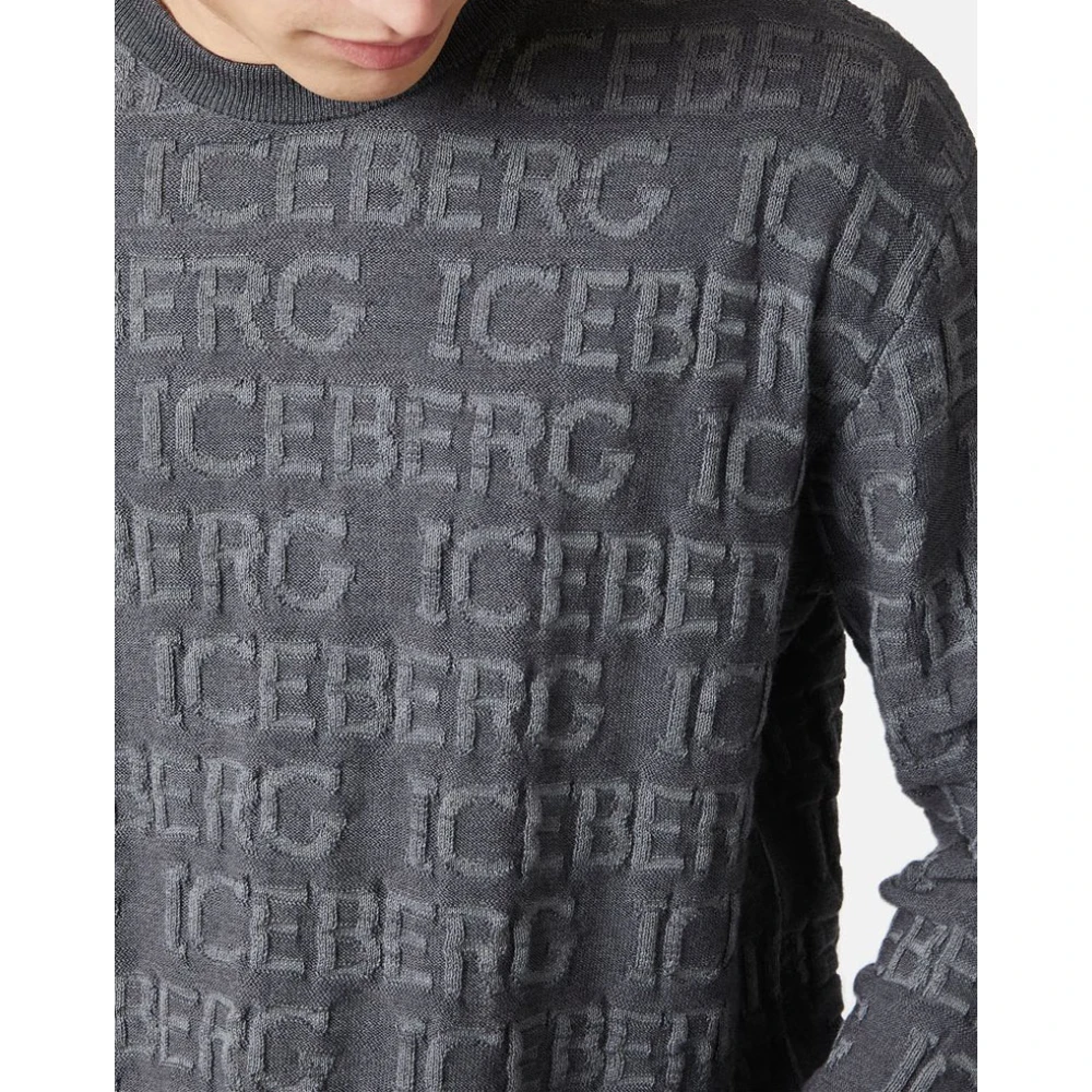 Iceberg Wollen trui met logo Gray Heren