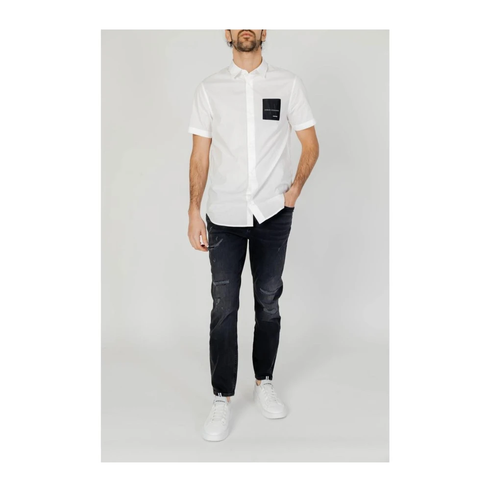 Armani Exchange Katoenen Korte Mouw Shirt Heren Collectie White Heren