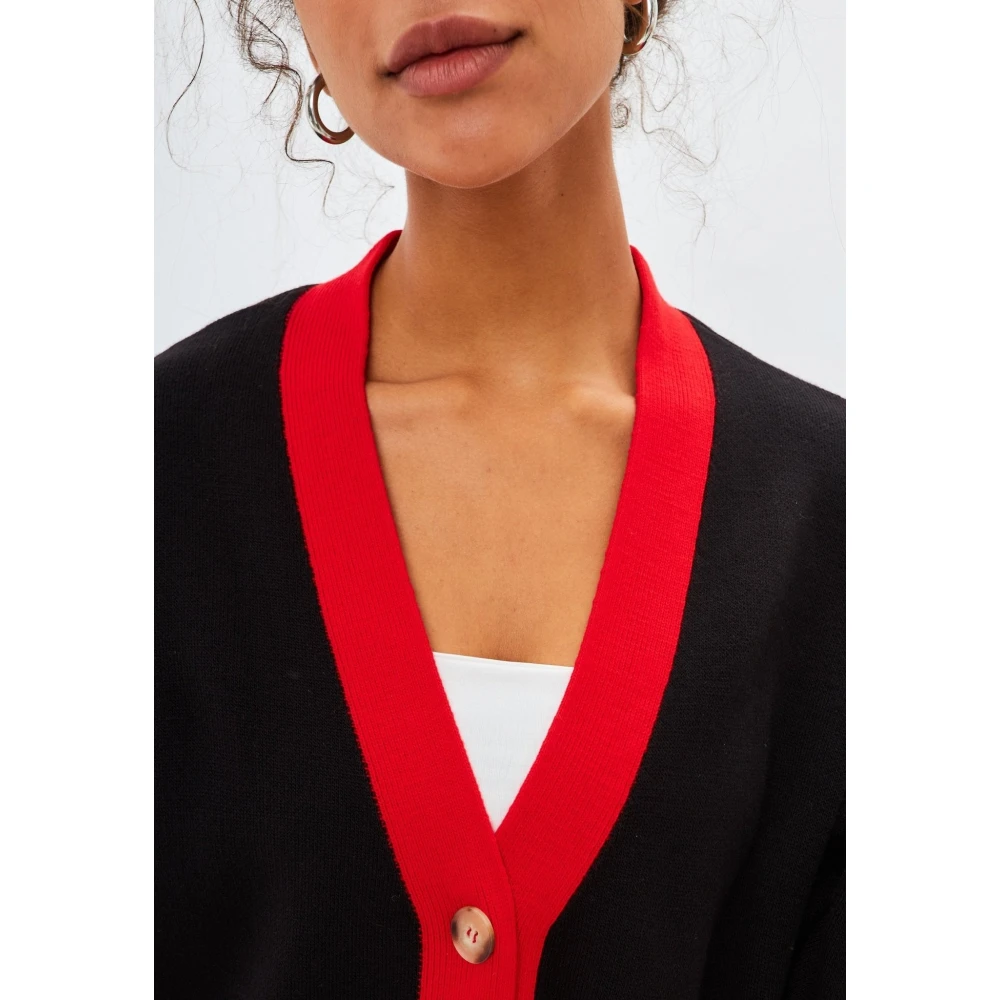 Cesare Gaspari Puffy Sleeve Cardigan Black Dames