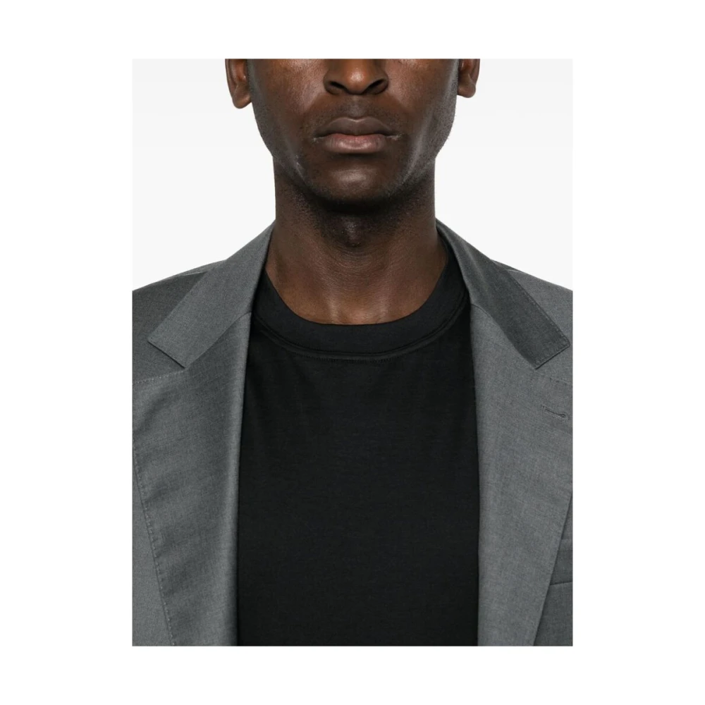 BRUNELLO CUCINELLI Zwart Katoen-Zijde Mix Crew Neck T-shirt Black Heren