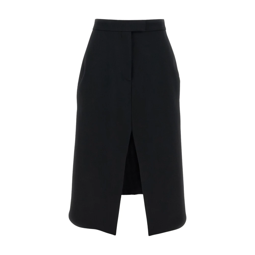 Alexander Mcqueen Women's Black Midi Skirts, M, Cutaway Pencil Skirt