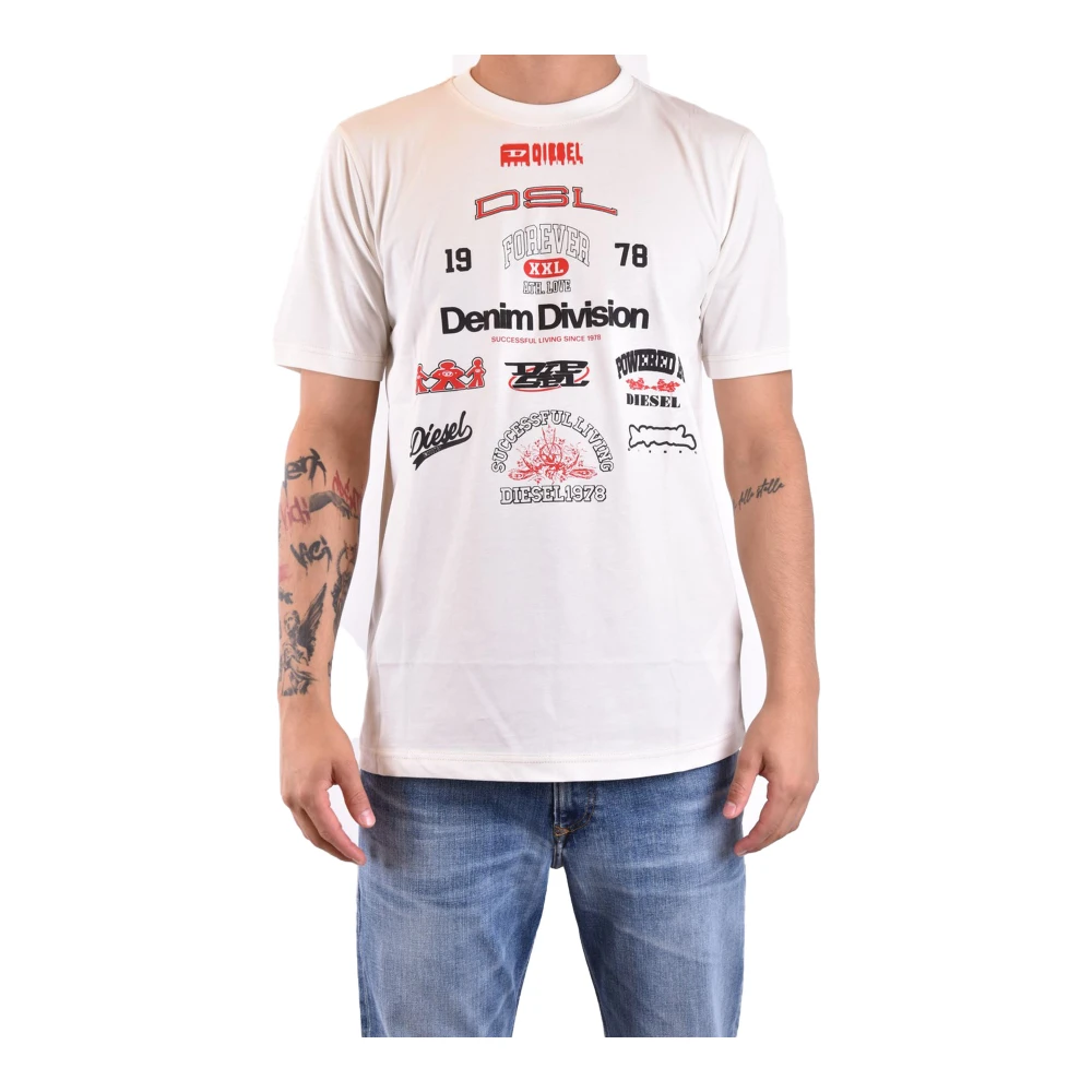 Diesel Stijlvolle T-shirts voor Mannen en Vrouwen White Heren