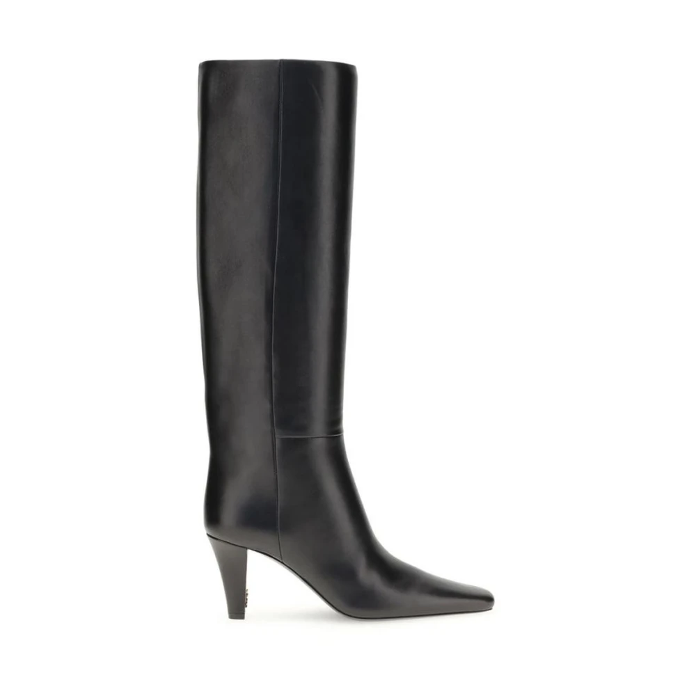 Saint Laurent Women's Black Modern Cone Heel Leather Boots