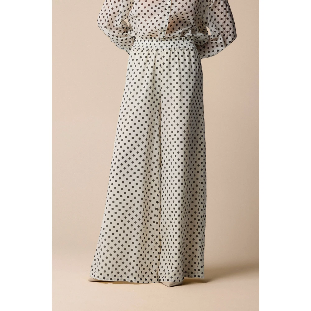 Kocca Wijde pijpen polka dot broek Beige Dames