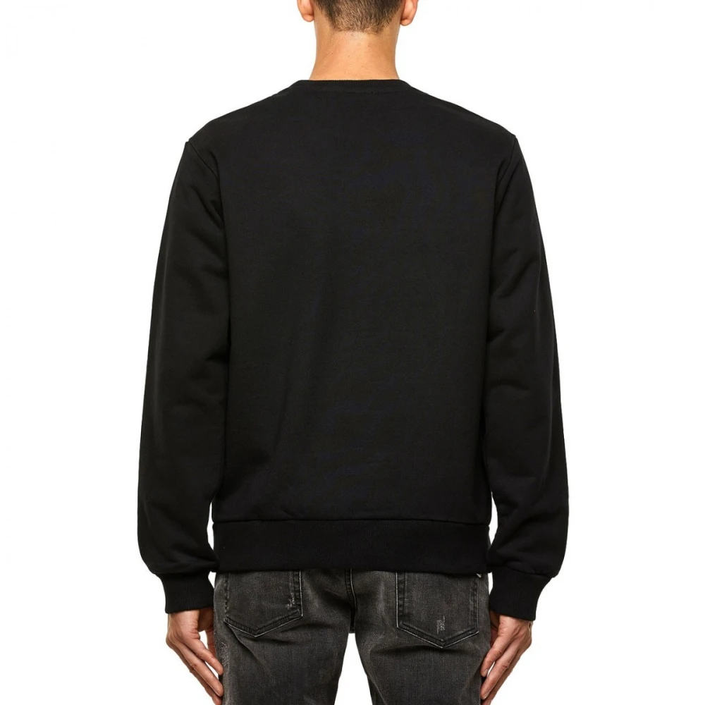 Diesel Logo Print Geribbelde Katoenen Sweatshirt Black Heren