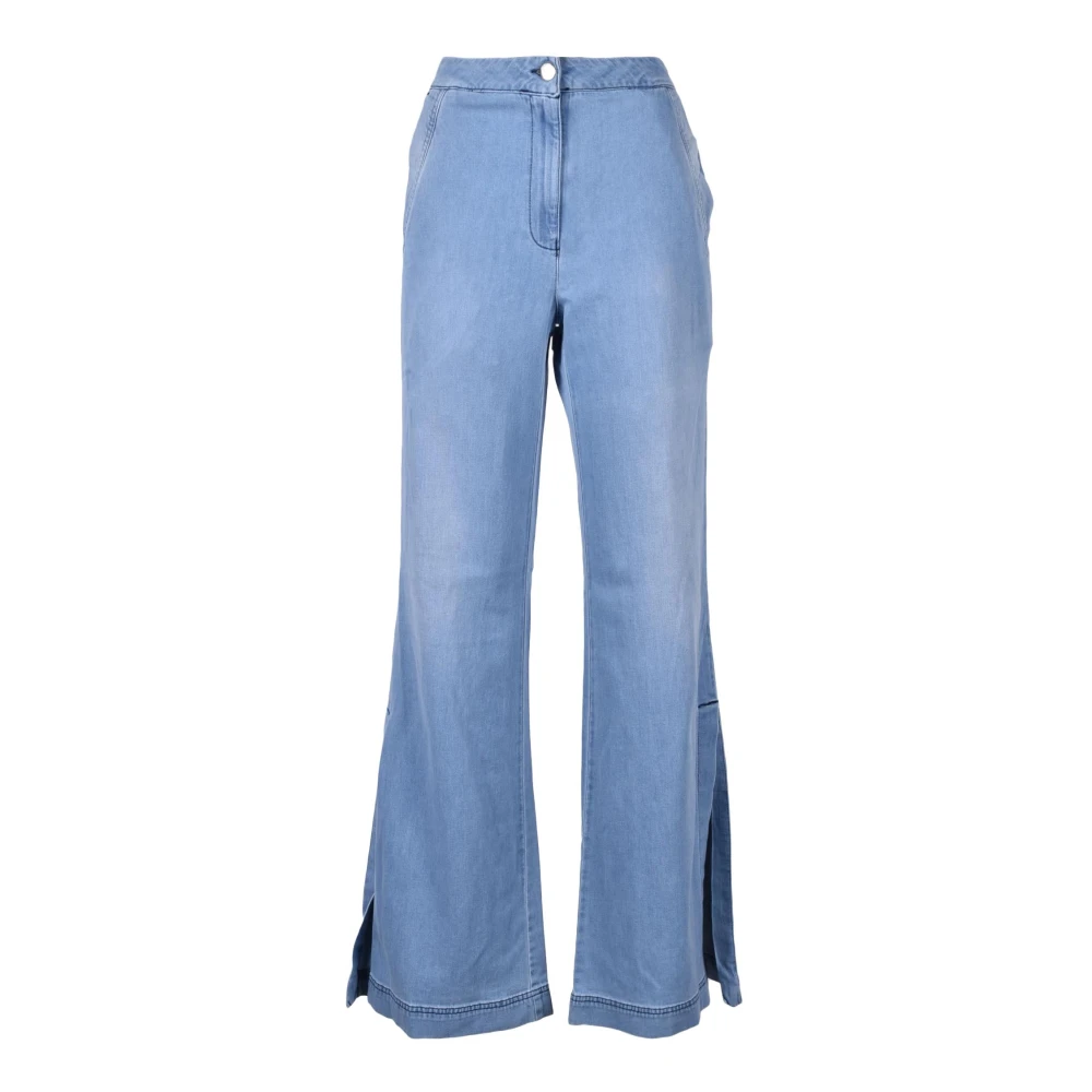 Love Moschino Stijlvolle katoenmix linnen broek Blue Dames