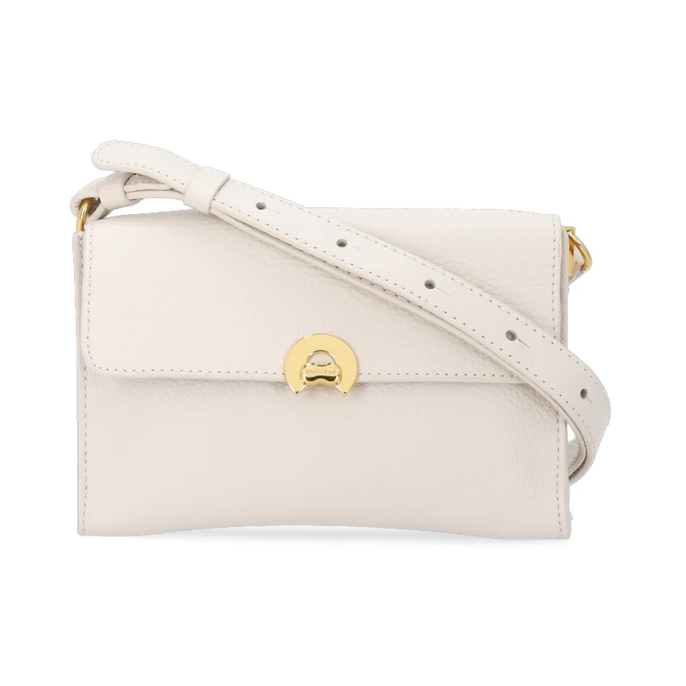 Coccinelle Gestructureerde Lederen Schoudertas voor Vrouw Beige Dames