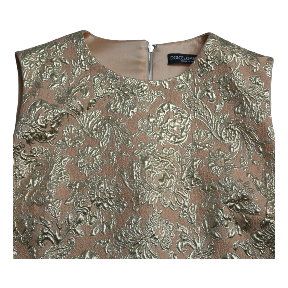 Dolce & Gabbana Perzik Bloemen Jacquard A-lijn Mini Jurk Multicolor Dames