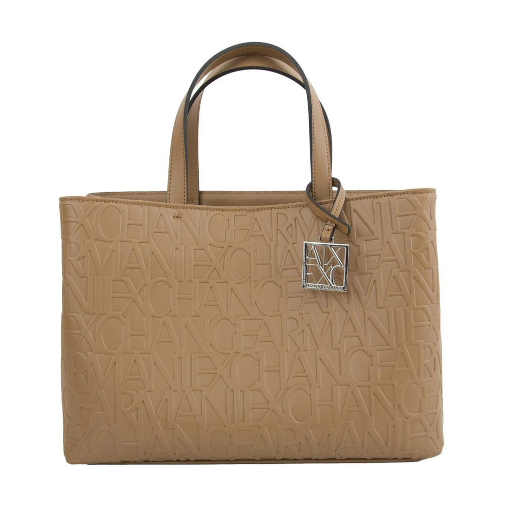 Armani Exchange Bruine Leren Shopper Tas met Gouden Details Brown Dames