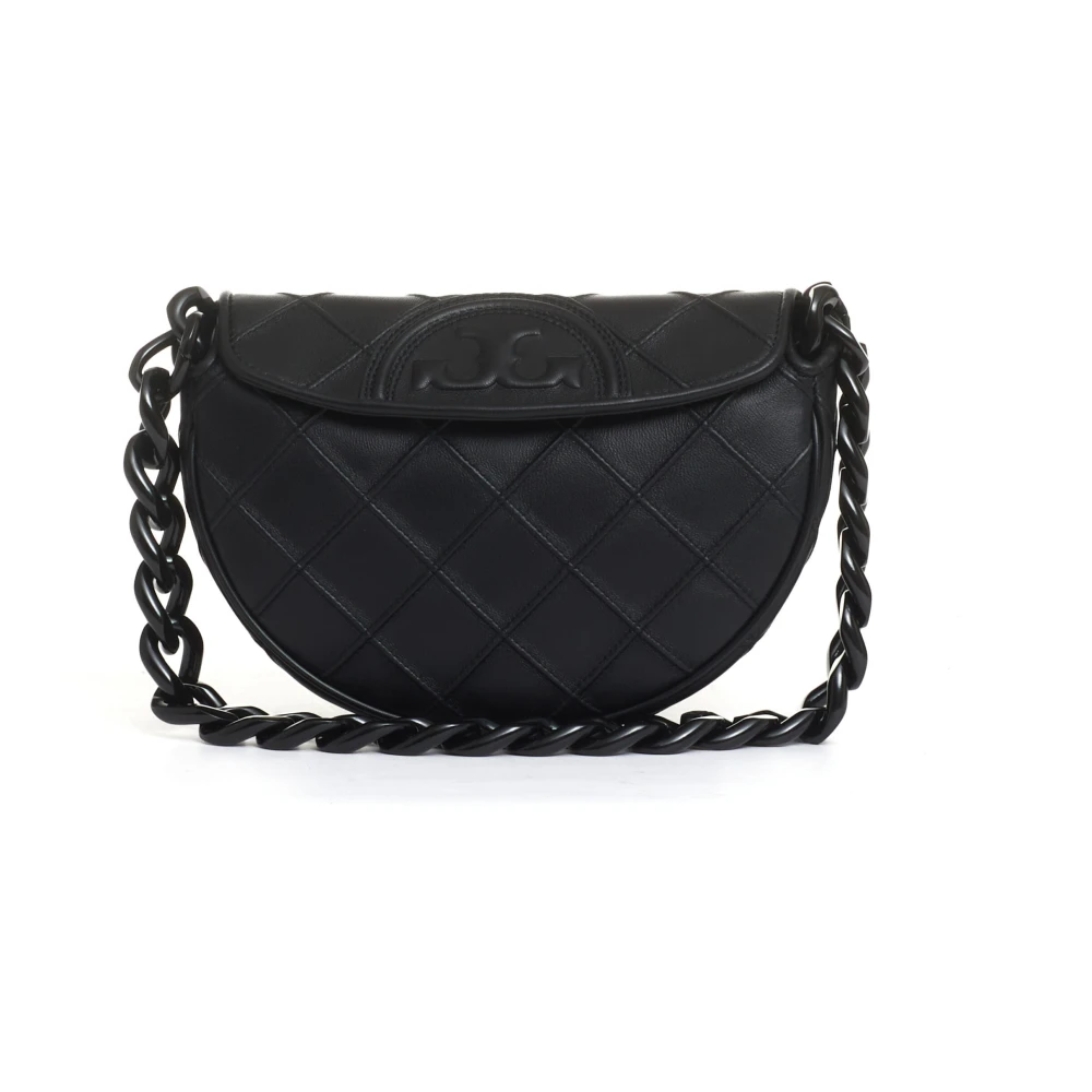 TORY BURCH Zwarte leren schoudertas Black Dames