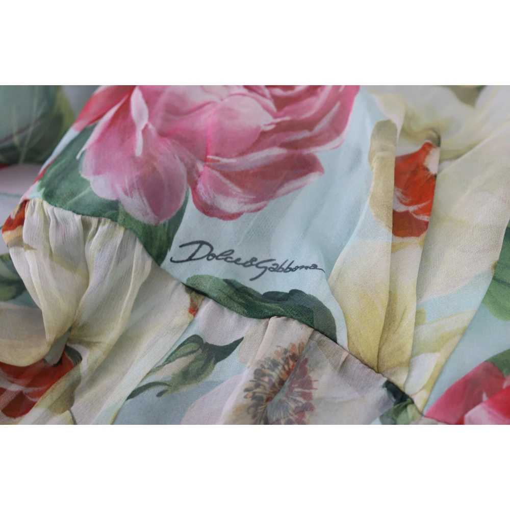 Dolce & Gabbana Multicolor Bloemenprint Zijden Lange Jurk Multicolor Dames