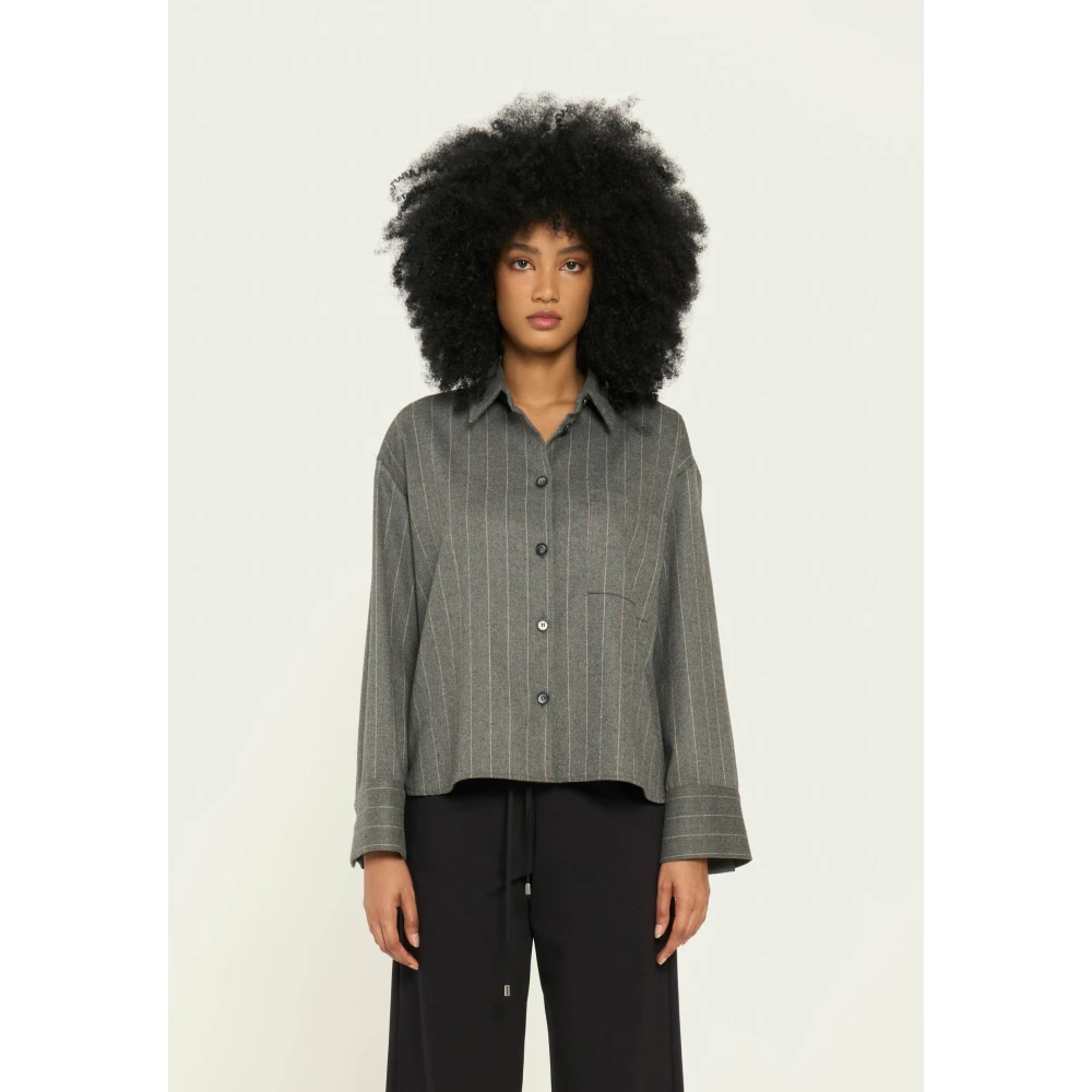 Vicario Cinque Geruite Flanellen Shirt Susanna Stijl Gray Dames