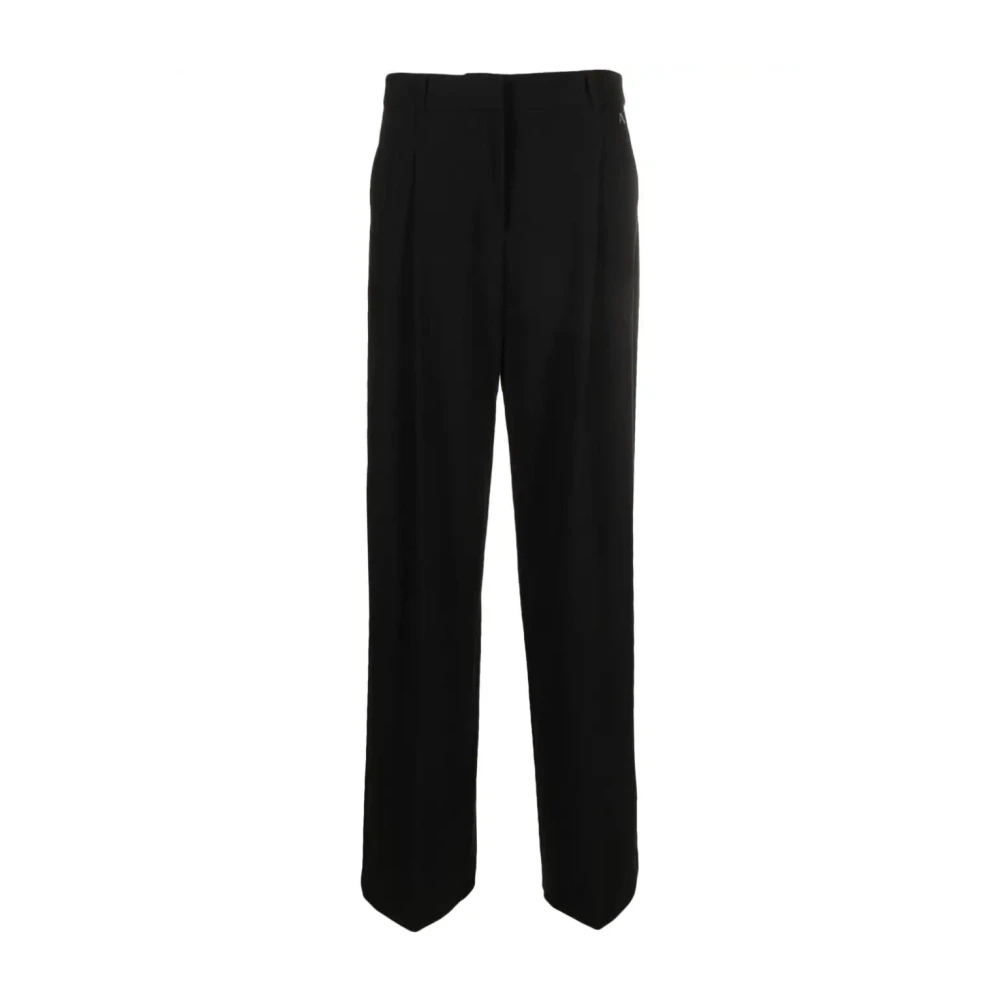 Twinset Wijde pijpen technische twill broek Black Dames