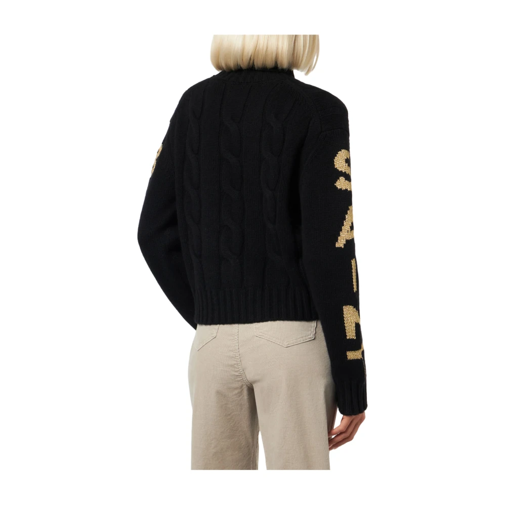 Saint Barth Zwarte coltrui met jacquard Black Dames
