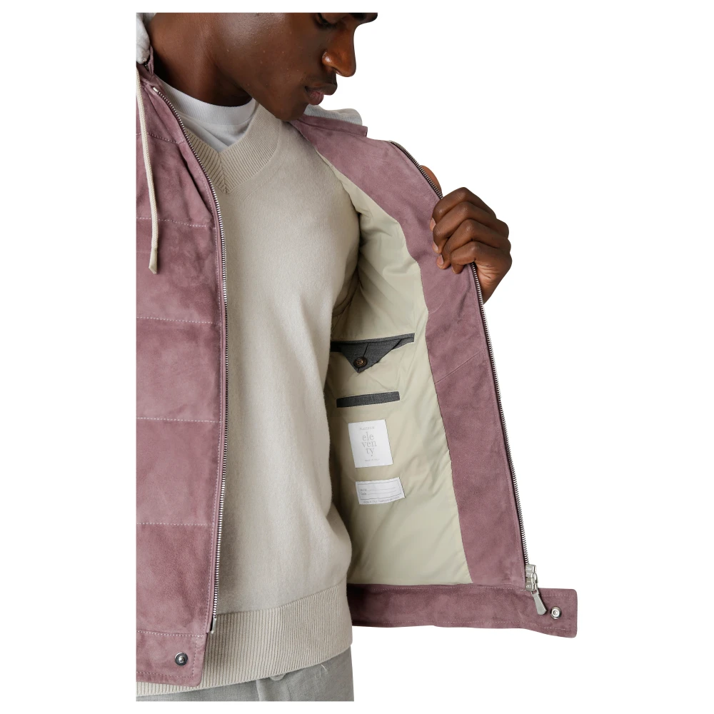 Eleventy Suede Hooded Gewatteerde Sportieve Gilet Red Heren