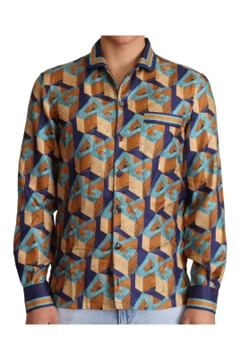 Geometric Print Silk Shirt