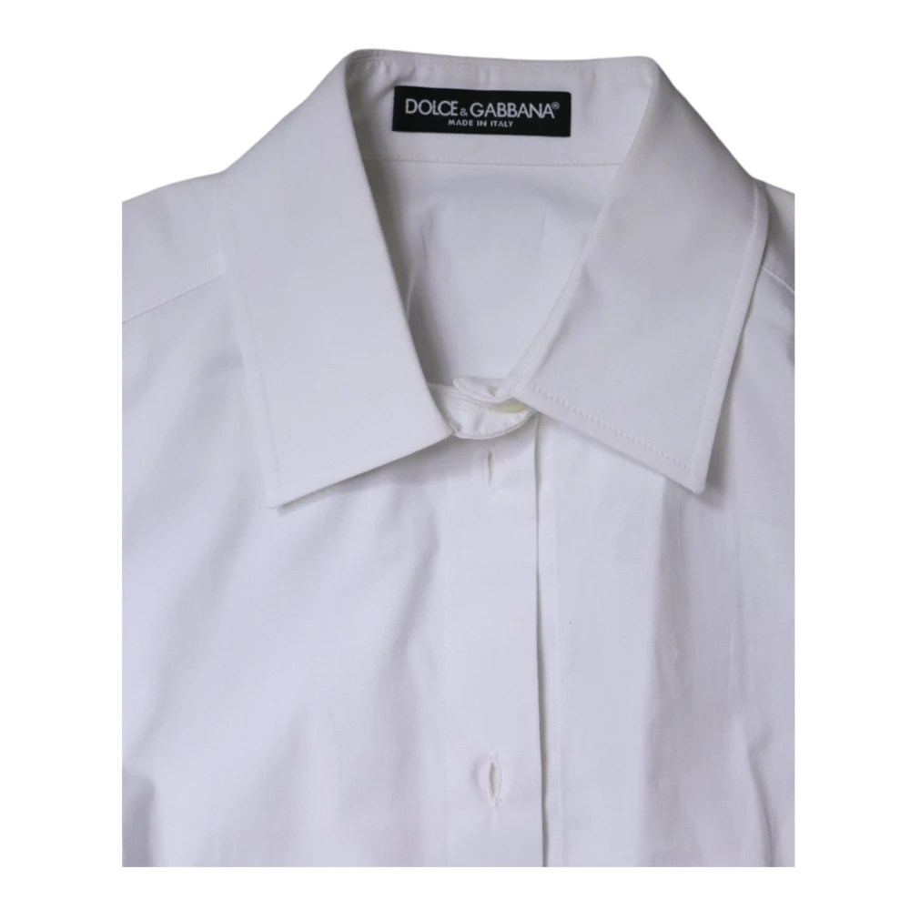 Dolce & Gabbana Witte Katoenen Kraagshirt met Logo White Dames