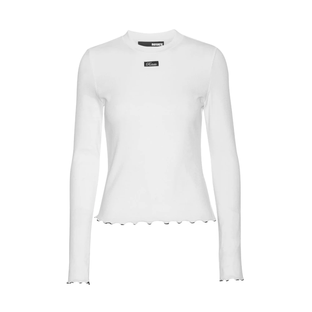 Rotate Birger Christensen Witte Ribgebreide Top met Lange Mouwen White Dames