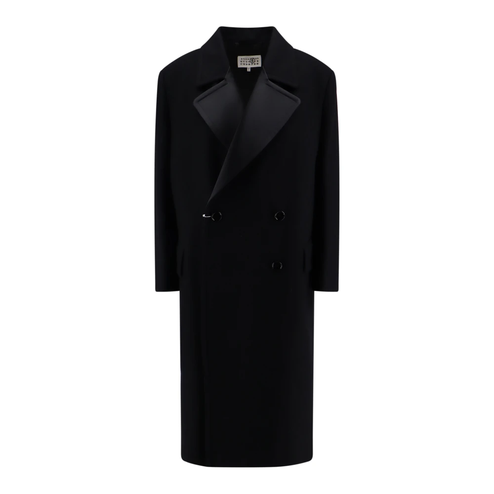 MM6 Maison Margiela Wollen Double-Breasted Jas Black Dames