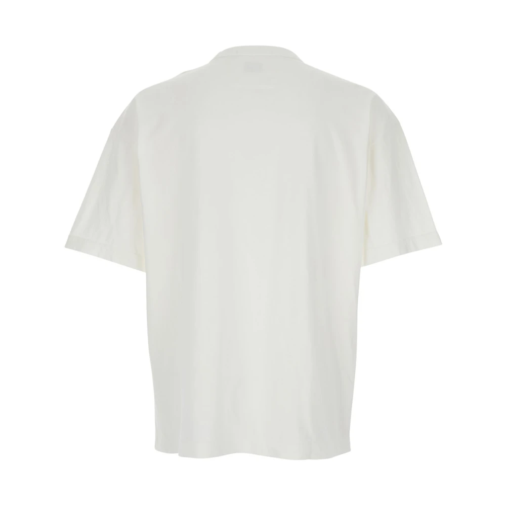 C.P. Company Wit Logo Geborduurd T-Shirt Katoen Man White Heren