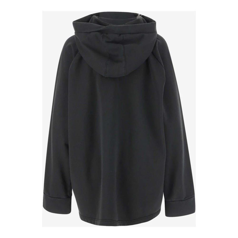 N21 Hoge hals katoenen hoodie met zijrits Black Dames