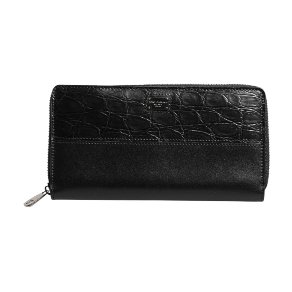 Dolce & Gabbana Men's Black Wallets & Cardholders, One Size, Leather Logo Plaque Wallet