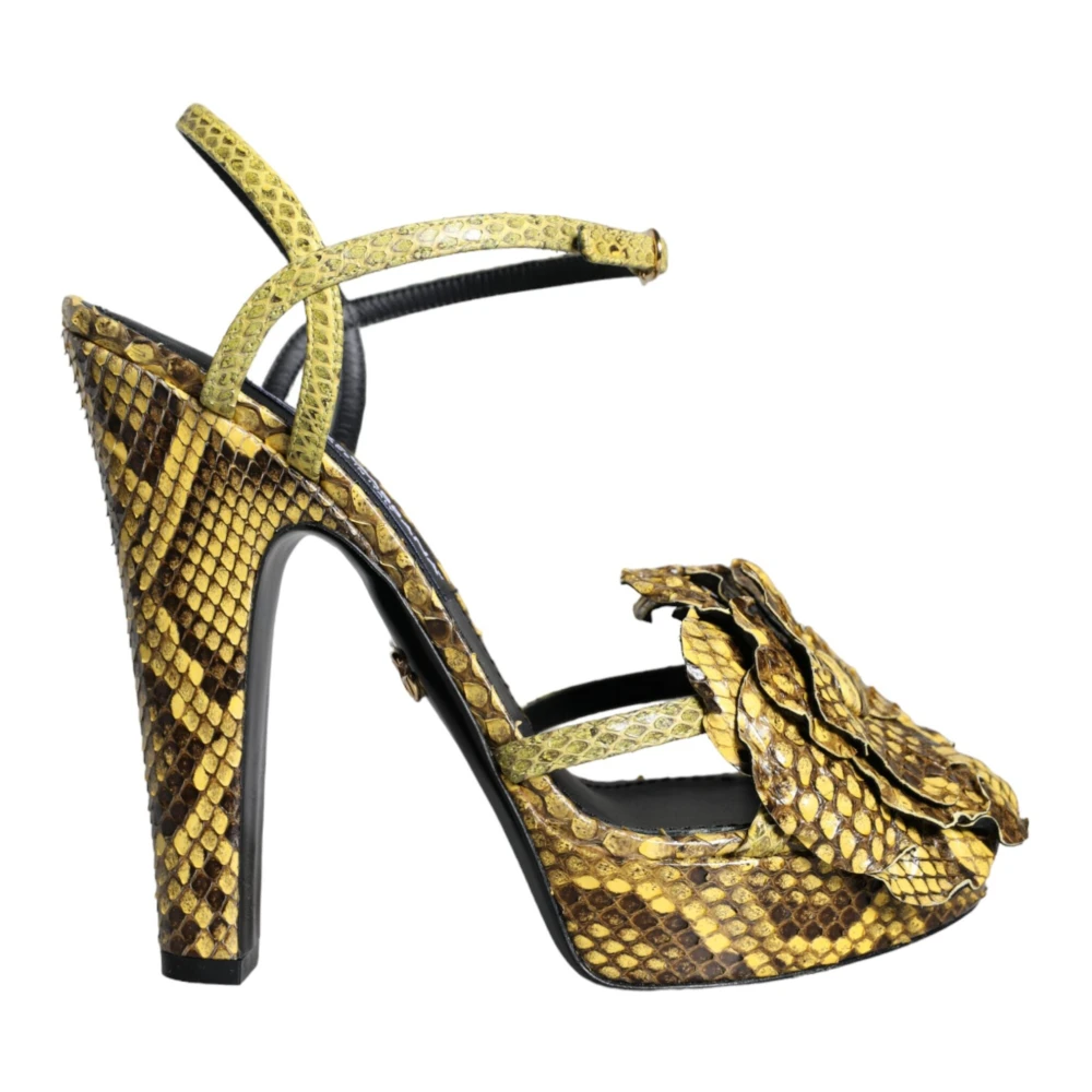Dolce & Gabbana Women's Yellow Ankle Strap Heels Sandals